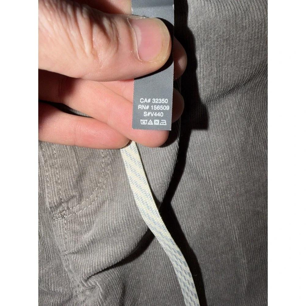 Vuori Pants Mens XL Gray Corduroy Optimist Pant‎ Stretch Chino Elastic Waist